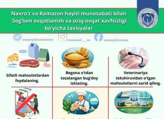 NAVRO‘Z VA RAMAZON HAYITI MUNOSABATI BILAN SOG‘LOM OVQATLANISH VA OZIQ-OVQAT XAVFSIZLIGI BORASIDAGI TAVSIYALAR
